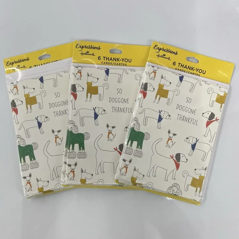 Hallmark Expressions DOGS Thank You Blank Note Cards & Envelopes Set of 12